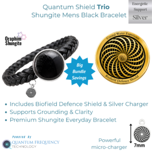 Quantum Shield Trio Shungite Mens Black Bracelet