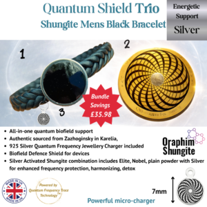 Quantum Shield Trio Shungite Mens Black Bracelet