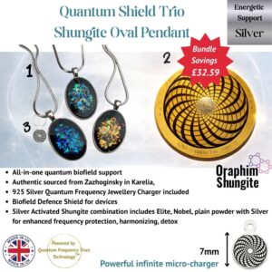Quantum Shield Trio Shungite Oval Pendant